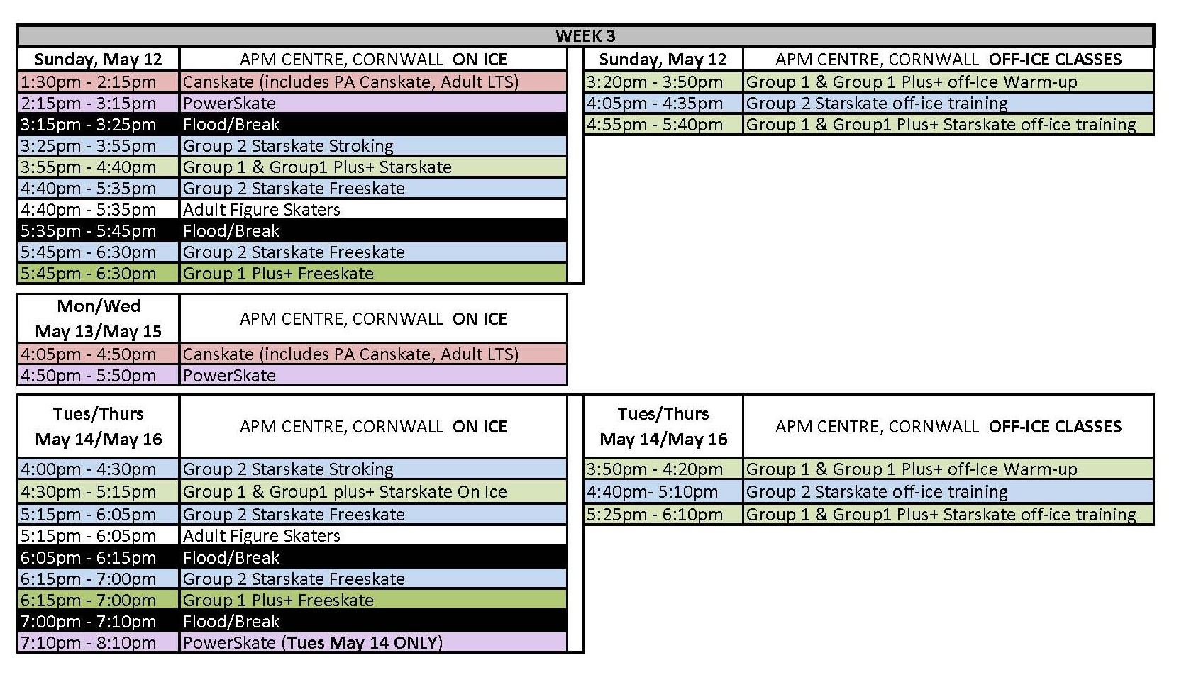 2024 May June Weekly Schedules Island Skating Academy powered by